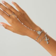 Stylish 2pcs Cross Oval Disk Charm Finger Ring Bracelet Set - ArtGalleryZen