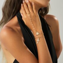 Stylish 2pcs Cross Oval Disk Charm Finger Ring Bracelet Set - ArtGalleryZen