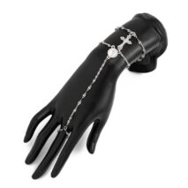 Stylish 2pcs Cross Oval Disk Charm Finger Ring Bracelet Set - ArtGalleryZen