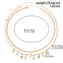 Stylish 2pcs Pearl Shell Starfish Tassel Waist Chain Set - ArtGalleryZen