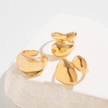 Stylish 3Pcs Chunky Glossy Waterdrop Ring Set - ArtGalleryZen