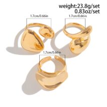 Stylish 3Pcs Chunky Glossy Waterdrop Ring Set - ArtGalleryZen