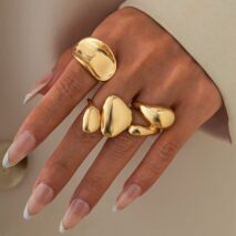 Stylish 3Pcs Chunky Glossy Waterdrop Ring Set - ArtGalleryZen