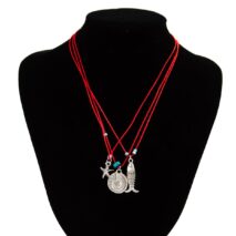 Stylish 3Pcs Shell Fish Starfish Pendant Jade Cord Necklace Set - ArtGalleryZen