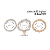 Stylish 3pcs Two Tone Heart Charm Ball Chain Bracelet Set - ArtGalleryZen