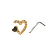 Stylish Black CZ Inlaid Stainless Steel Butterfly Spider Web Nose Piercing Nose Stud - ArtGalleryZen
