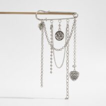 Stylish Carved Round Disk Heart Tassel Trouser Pin - ArtGalleryZen
