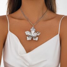 Stylish Chunky Flower Pendant Necklace Ring - ArtGalleryZen