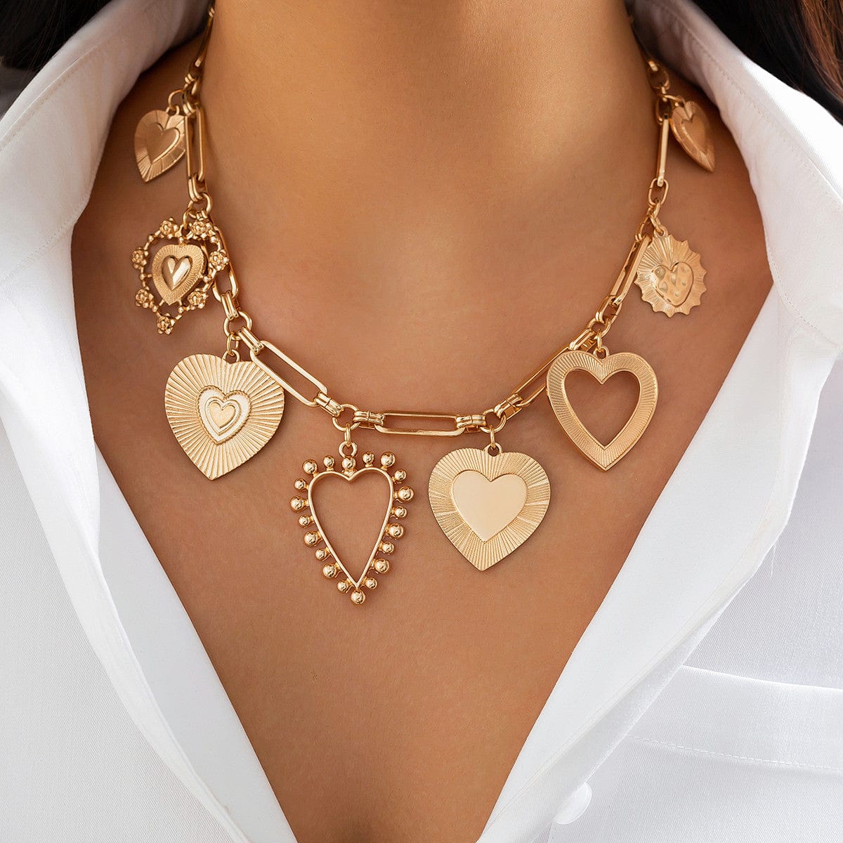 Stylish Chunky Irregular Heart Tassel Necklace - ArtGalleryZen