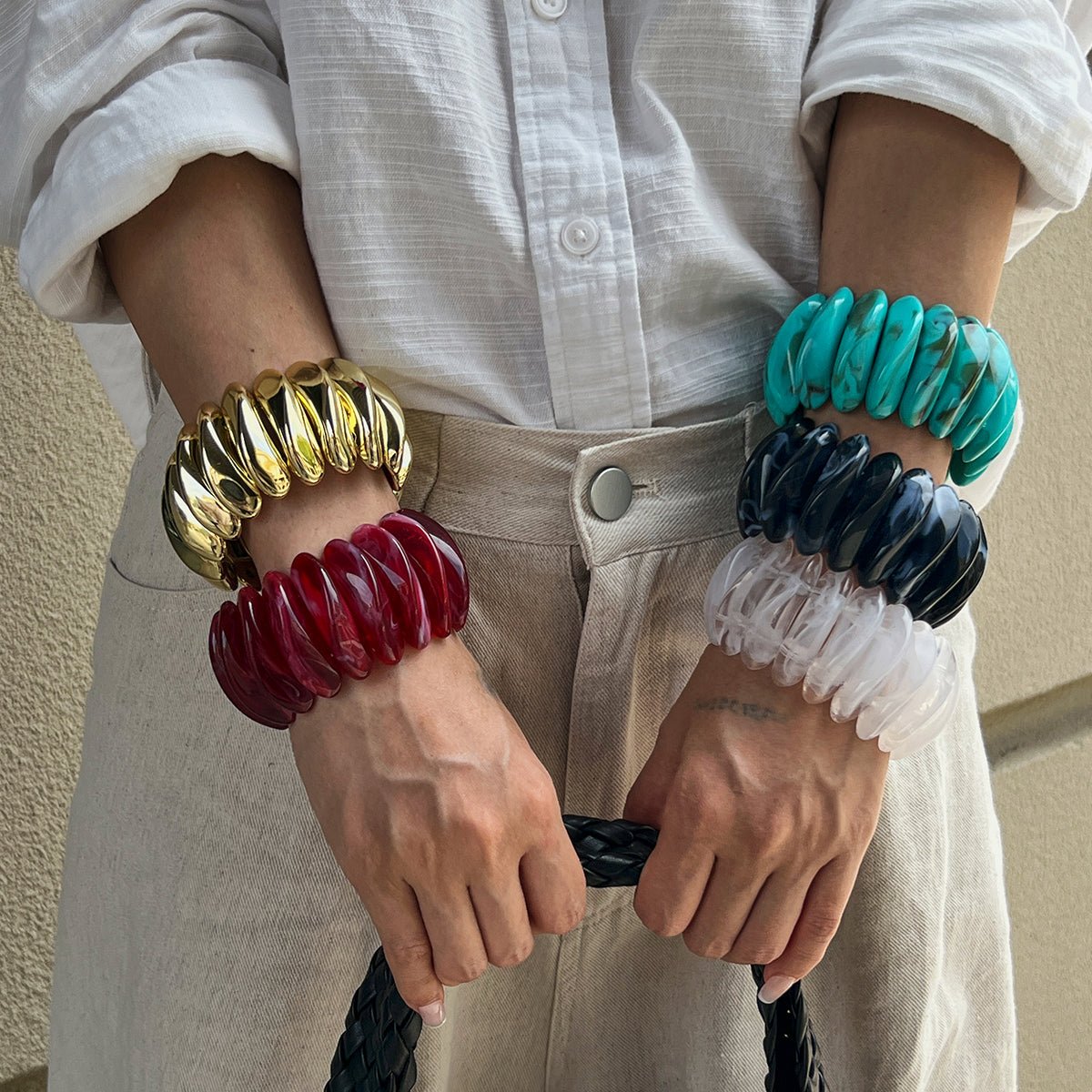 Stylish Chunky Irregular Resin Bangle Bracelet - ArtGalleryZen