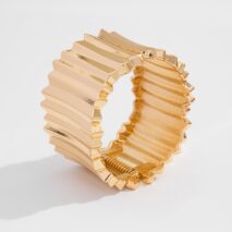Stylish Gold Silver Tone Wave Wide Cuff Bangle Bracelet - ArtGalleryZen