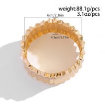Stylish Gold Silver Tone Wave Wide Cuff Bangle Bracelet - ArtGalleryZen