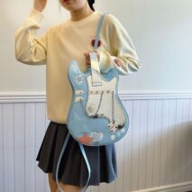 Stylish Guitar Bass Shape PU Leather Backpack Bag - ArtGalleryZen