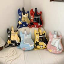 Stylish Guitar Bass Shape PU Leather Backpack Bag - ArtGalleryZen