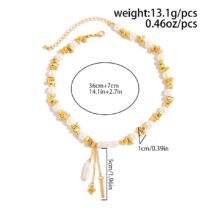 Stylish Heart Pendant Irregular Pearl Beaded Chain Choker Necklace - ArtGalleryZen