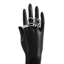 Stylish Irregular Curved Hollow Glossy Open Ring Set - ArtGalleryZen