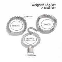 Stylish Layered Chunky Lock Charm Curb Ball Chain Bracelet Set - ArtGalleryZen