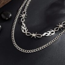 Stylish Layered Flame Charm Curb Trouser Chain - ArtGalleryZen