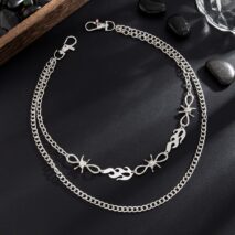 Stylish Layered Flame Charm Curb Trouser Chain - ArtGalleryZen