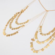 Stylish Layered Gold Tone Sequin Tassel Chain Shoulder Necklace - ArtGalleryZen