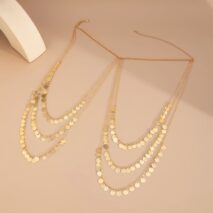 Stylish Layered Gold Tone Sequin Tassel Chain Shoulder Necklace - ArtGalleryZen