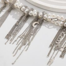 Stylish Layered Moon Star Chain Tassel Pearl Necklace - ArtGalleryZen