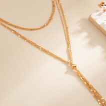 Stylish Layered Sequin Long Chain Tassel Y Necklace - ArtGalleryZen