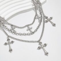Stylish Layering Floral Cross Pendant Trouser Chain - ArtGalleryZen