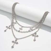 Stylish Layering Floral Cross Pendant Trouser Chain - ArtGalleryZen