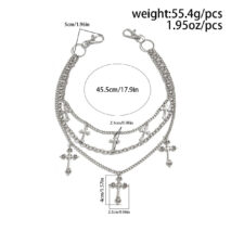 Stylish Layering Floral Cross Pendant Trouser Chain - ArtGalleryZen