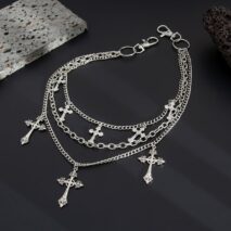 Stylish Layering Floral Cross Pendant Trouser Chain - ArtGalleryZen