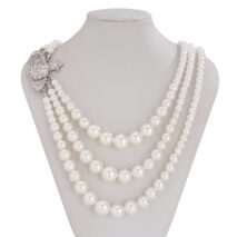 Stylish Layering Rhinestone Inlaid Saturn Charm Pearl Chain Necklace - ArtGalleryZen