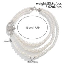 Stylish Layering Rhinestone Inlaid Saturn Charm Pearl Chain Necklace - ArtGalleryZen