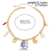 Stylish Pearl Heart Ceramics Pendant Cable Chain Necklace - ArtGalleryZen