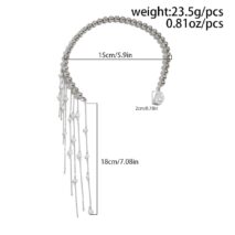 Stylish Pearl Tassel Ball Chain Open Collar Choker Necklace - ArtGalleryZen
