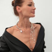 Stylish Pearl Tassel Ball Chain Open Collar Choker Necklace - ArtGalleryZen