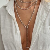 Stylish Toggle Clasp Beaded Long Chain Necklace - ArtGalleryZen