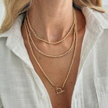 Stylish Toggle Clasp Beaded Long Chain Necklace - ArtGalleryZen