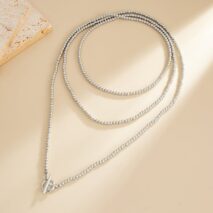 Stylish Toggle Clasp Beaded Long Chain Necklace - ArtGalleryZen