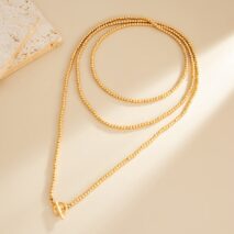 Stylish Toggle Clasp Beaded Long Chain Necklace - ArtGalleryZen