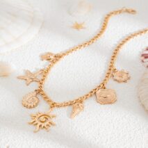 Summer Beach Style Sun Starfish Ice Cream Pendant Necklace - ArtGalleryZen