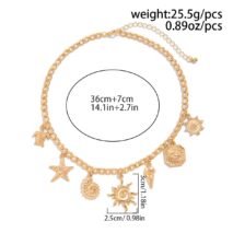 Summer Beach Style Sun Starfish Ice Cream Pendant Necklace - ArtGalleryZen