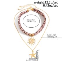 Sun Starfish Pendant Leopard Print Satin Necklace Set 2 Pcs Boho - ArtGalleryZen