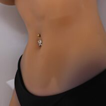 Surgical Stainless Steel Gold Tone Crystal Butterfly Navel Ring - ArtGalleryZen