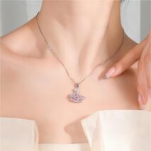 Swarovski Colorful Crystal Swan Pendant Necklace - ArtGalleryZen
