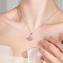 Swarovski Colorful Crystal Swan Pendant Necklace - ArtGalleryZen