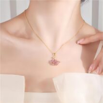 Swarovski Colorful Crystal Swan Pendant Necklace - ArtGalleryZen