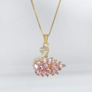 Swarovski Colorful Crystal Swan Pendant Necklace - ArtGalleryZen