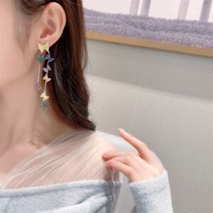 Swarovski Crystal Butterfly Tassel Earrings - ArtGalleryZen