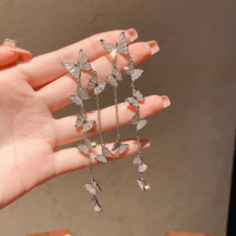 Swarovski Crystal Butterfly Tassel Earrings - ArtGalleryZen
